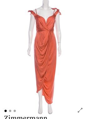 Zimmermann Coral-Orange Draped Maxi Dress